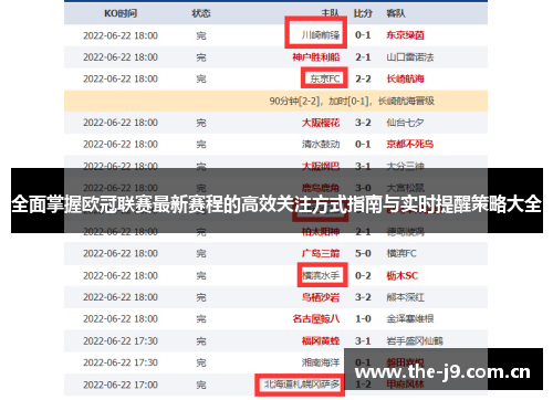 全面掌握欧冠联赛最新赛程的高效关注方式指南与实时提醒策略大全 全面掌握欧冠联赛最新赛程的高效关注方式指南与实时提醒策略大全
